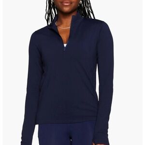 Fabletics Feather Half Zip Women's Navy Long Sleeve Top Technical Top - M - NWT